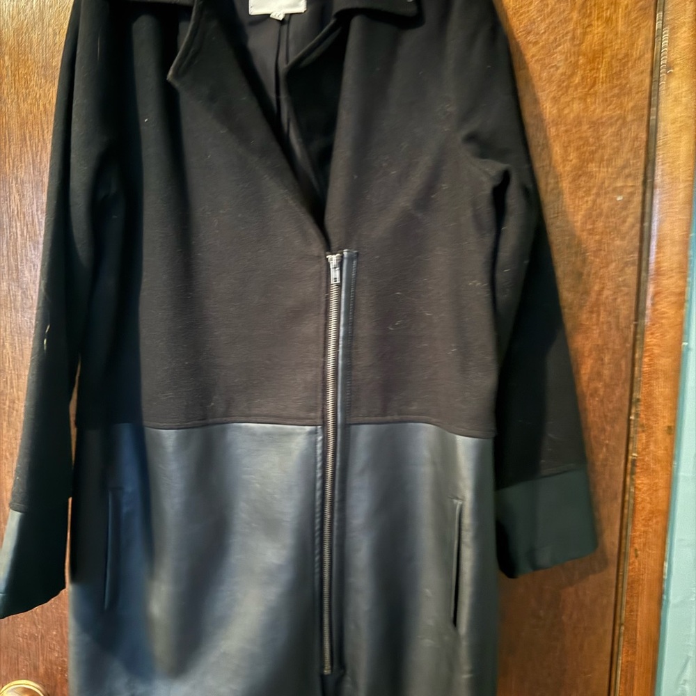 Jack by BB Dakota Black Mixed-Material Trench Coat